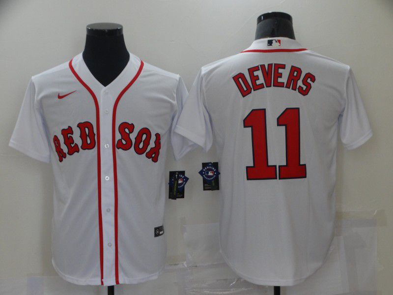 Men Boston Red Sox 11 Devers White Game Nike 2021 MLB Jersey